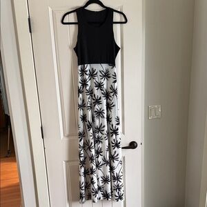 Black and White Palm Tree Maxi Dress